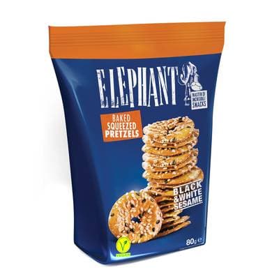 Elephant Pretzels aux Graines de Sésame Noires et Blanches, 80g