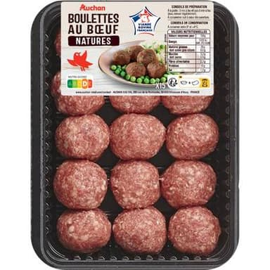 Auchan Boulettes au Boeuf Nature, 15x25g