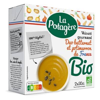 La Potagère Soupe Velouté Gourmand Duo Butternut et Potimarron Bio, 2x30cl