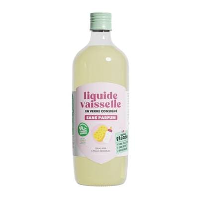 Super Flacon Liquide vaisselle sans parfum, Recharge en verre 1L