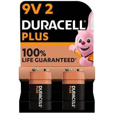 Duracell 2 Piles 9V 6LR61 Alcaline Plus, 2  piles