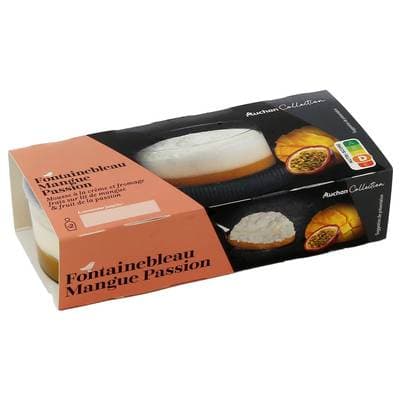 Auchan Collection Fontainebleau à la mangue passion, 2x90g