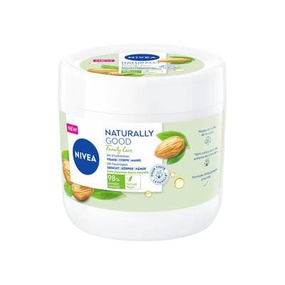 Nivea Crème Visage Corps Hydratation Family Care Naturally Good Huile d'Amande Douce, 450ml