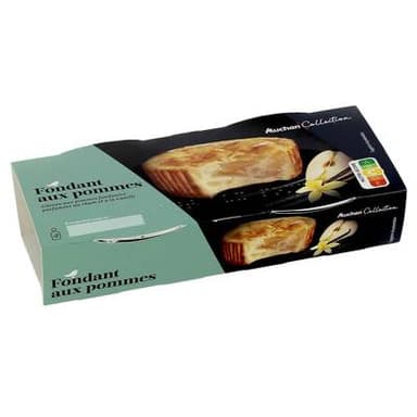 Auchan Collection Fondant aux pommes parfumés au rhum et à la vanille, 2x75g