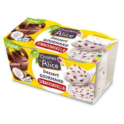 Charles et Alice Dessert végétal lait de coco stracciatella, 2x110g
