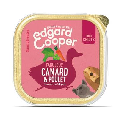 Edgard Cooper Barquette Canard et Poulet  sans céréales pour chiot, 100g