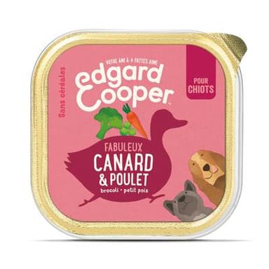 Edgard Cooper Barquette Canard et Poulet  sans céréales pour chiot, 100g