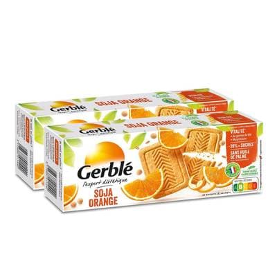 Gerblé Vitalité 20 Biscuits Soja Orange -39% de sucres en moins, Lot de 2x280g