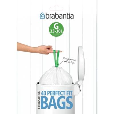 Brabantia Sacs poubelle 23 -30L - Taille G, 40 sacs de 23-30L - Taille G