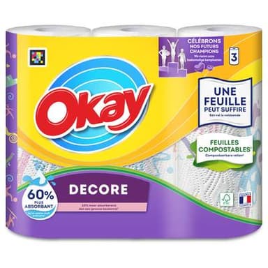 Okay Essuie-tout décoré, 3 rouleaux
