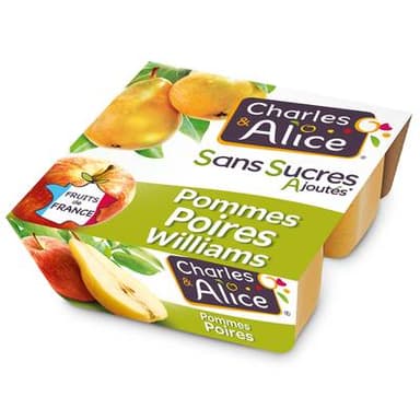 Charles et Alice Pomme poire sans sucre ajouté, 4x100g