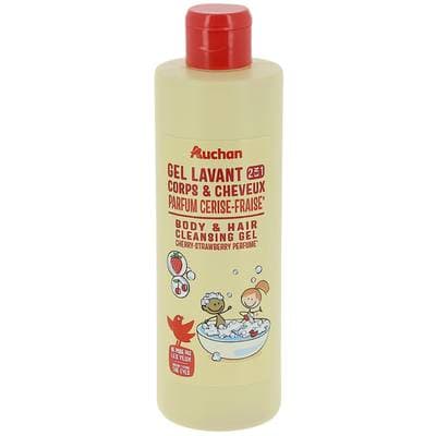 Auchan Gel lavant 2 en 1 corps et cheveux parfum cerise fraise, 250ml