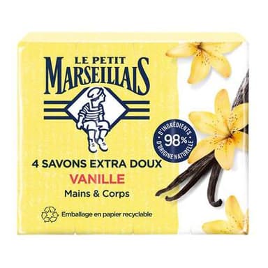Le Petit Marseillais Savon Extra-Doux Vanille, 4 x 100G