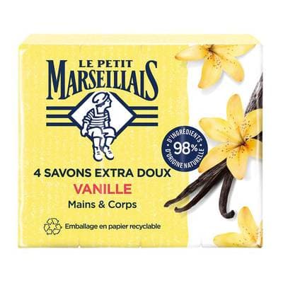 Le Petit Marseillais Savon Extra-Doux Vanille, 4 x 100G