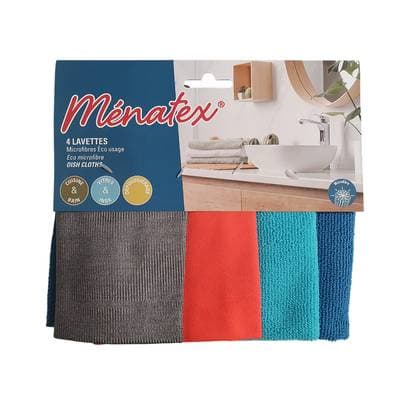 Ménatex Lavettes microfibres 31x32cm, 4 lavettes