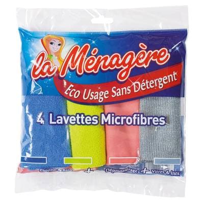 Ménatex Lavettes microfibres 31x32cm, 4 lavettes