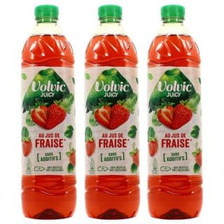 Volvic Eau au jus de fraise, Lot de 3x1,5L