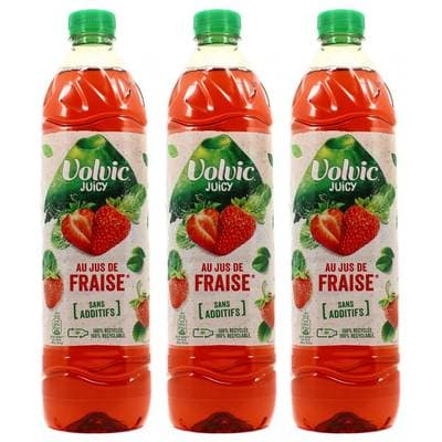 Volvic Eau au jus de fraise, Lot de 3x1,5L