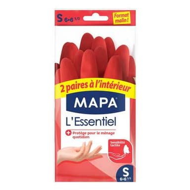 Mapa Gants de ménage L'essentiel 6-6,5, 4 gants - Taille S