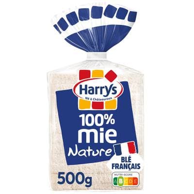 Harrys Pain de Mie Nature Grande Tranche 100% Mie Sans Croûte, 12 tranches - 500g