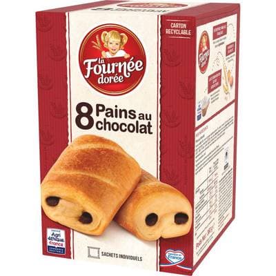 Fournée Dorée Pains au Chocolat pur beurre, 8 pains - 360g