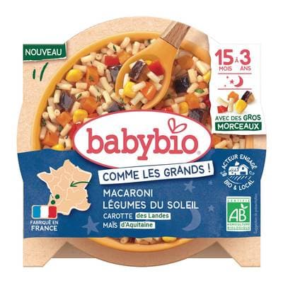 Babybio Macaroni Légumes du soleil Bio Assiette Bébé dès 15 mois, 200g