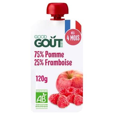 Good Goût Pomme Framboise Bio Gourde Bébé Dès 4 mois, 120g