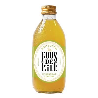 Fous de L'Ile Kombucha citronnelle verveine bio, 33cl