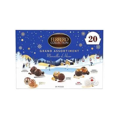 Ferrero Rocher Assortiment de rocher Chocolats Lait, Noix de Coco, Cappuccino, Noir et Caramel, 20 bouchées