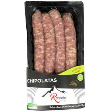 Rostain Chipolatas Bio Sans Nitrite Ajouté, 4x55g