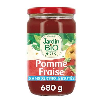 Jardin Bio Etic Purée Pomme Fraise Bio sans sucres ajoutés, 680g