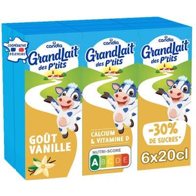 Candia GrandLait des Ptis - Boisson lactée vanille, 6x20cl