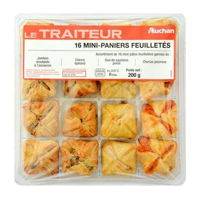 Auchan Le Traiteur Mini-Paniers Feuilletés Apéritif, 16 pièces - 200g