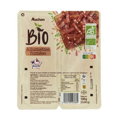 Auchan BIO Allumettes Fumées Bio, 2x60g