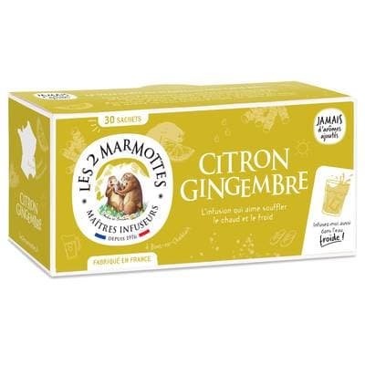 Les 2 Marmottes Infusion Citron Gingembre, 30 sachets