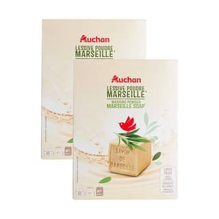 Auchan Lessive en poudre Savon de Marseille, Lot de 2x3kg