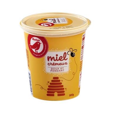 Auchan Miel crémeux doux et fondant, 500g