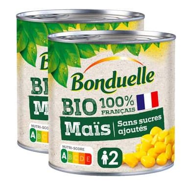 Bonduelle Maïs sans sucres ajoutés Bio, Lot de 2x285g