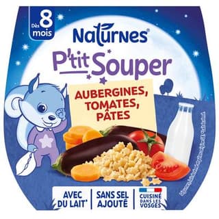 Naturnes® - P'tit Souper Aubergines Tomates Pâtes Bol Bébé Dès 8 mois, 2x200g