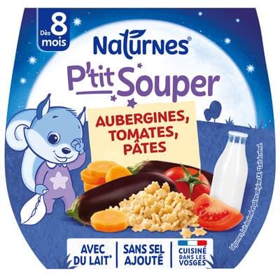 Naturnes® - P'tit Souper Aubergines Tomates Pâtes Bol Bébé Dès 8 mois, 2x200g