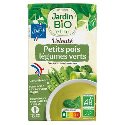 Jardin Bio Etic Soupe Velouté Petit Pois et Légumes Verts Bio, 1L