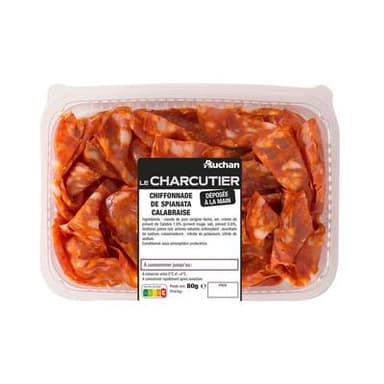 Auchan Le Charcutier Chiffonnade de Spianata Calabraise, 80g