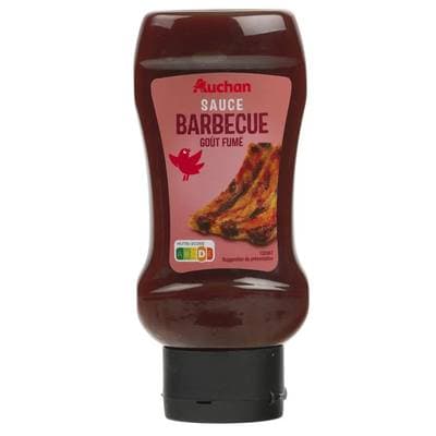 Auchan Sauce barbecue goût fumé en flacon souple Squeeze Top Down, 395g