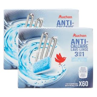 Auchan Tablettes anticalcaire lave-linge, Lot de 2x60 tablettes