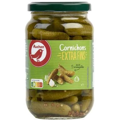 Auchan Cornichons extra fins aux 5 aromates en bocal, 185g