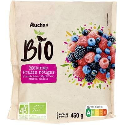 Auchan BIO Mélange de fruits rouges entiers bio, 450g