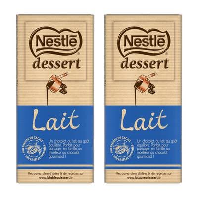 Nestlé Dessert Chocolat à pâtisser au lait, Lot de 2x170g