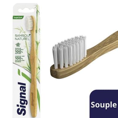 Signal Brosse à dents Souple Manche Bambou 100% Naturel, 1 brosse à dents