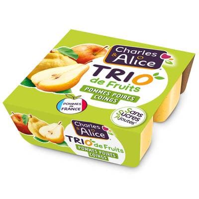 Charles et Alice Trio de fruits - Pomme, Poire, Coing, 4x100g