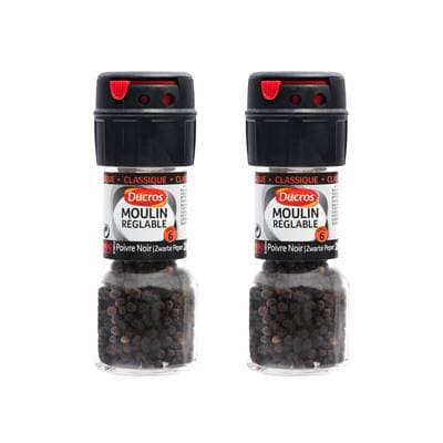 Ducros Poivre Noir Moulin Réglable, Lot de 2x28g